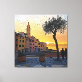 Italian Riviera Sunset Art - Canvas Print Leinwanddruck