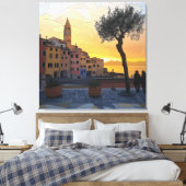Italian Riviera Sunset Art - Canvas Print Leinwanddruck (Insitu (Schlafzimmer))