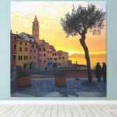 Italian Riviera Sunset Art - Canvas Print Leinwanddruck (Insitu (Holzboden))
