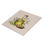 Italian Rustic Tuscany Olive Oil Bottle Watercolor Fliese (Seite)