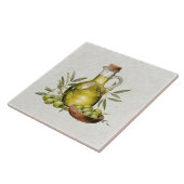 Italian Rustic Tuscany Olive Oil Bottle Watercolor Fliese (Seite)