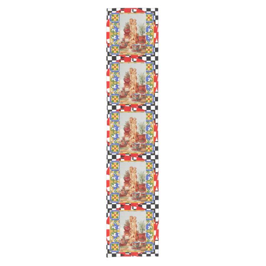 Italian,Sicilian art,maiolica,tiles,baroque art Kurzer Tischläufer (Vorderseite)