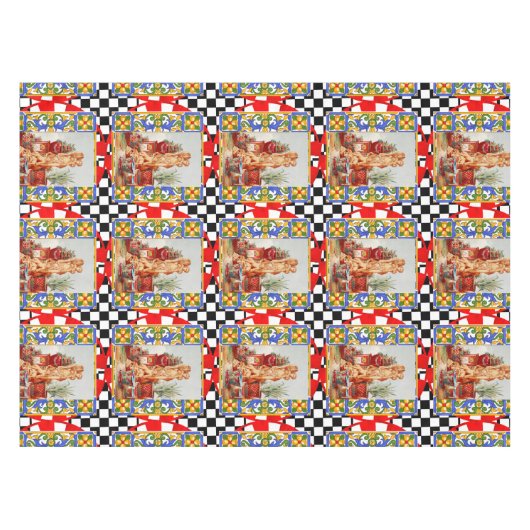 Italian,Sicilian art,maiolica,tiles,baroque art   Tischdecke (Vorderseite (Horizontal))