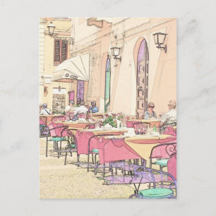 Italian Sidewalk Kaffee Postkarte