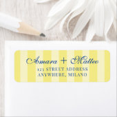 Italian Striped Blue Yellow Wedding Return Address (Insitu)