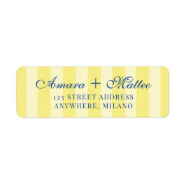 Italian Striped Blue Yellow Wedding Return Address