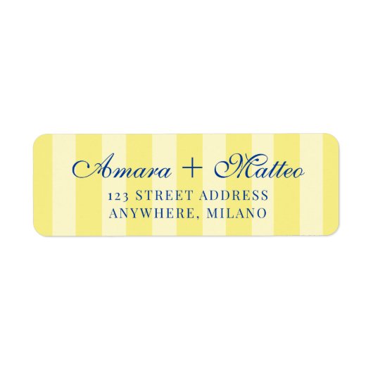 Italian Striped Blue Yellow Wedding Return Address (Vorne)