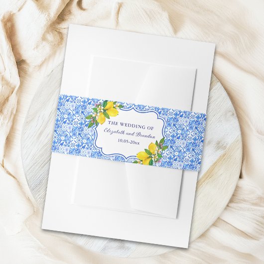 Italian Style Themed Mediterranean Tiles Wedding Einladungsbanderole