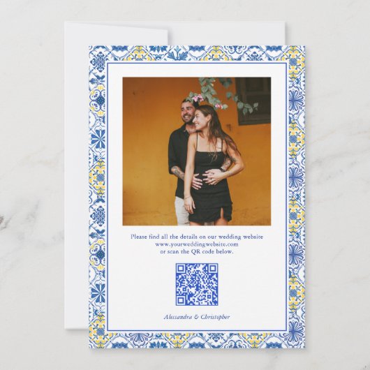 Italian Summer Destination Wedding QR Code Save The Date (Rückseite)
