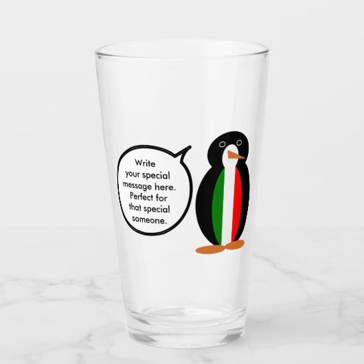 Italian Talking Ms Penguin Personalized  Glas (Vorderseite)