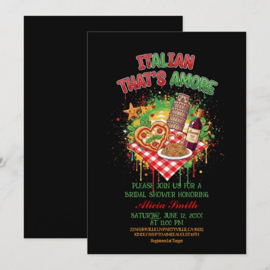 Italian That's Amore Bridal Shower Invitation Einladung (Vorne/Hinten)