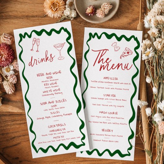 Italian Thats Amore Pizza Bridal Shower Menu Card