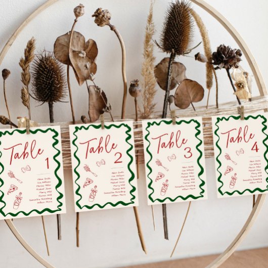 Italian That's Amore Pizza Bridal Table Number Einladung