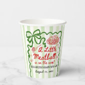 Italian Theme Baby Shower Green Bow Pappbecher (Rückseite)