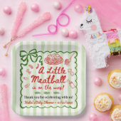 Italian Theme Baby Shower Green Bow Pappteller (Party)