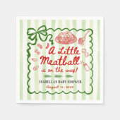 Italian Theme Baby Shower Green Bow Serviette (Vorderseite)