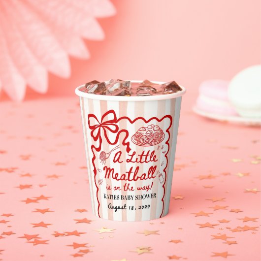 Italian Theme Baby Shower Red Bow Pappbecher (Insitu)