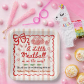 Italian Theme Baby Shower Red Bow Pappteller (Party)