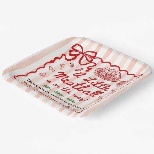 Italian Theme Baby Shower Red Bow Pappteller (Gewinkelt)