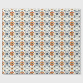 Italian Tile Gift Wrap, Terracotta Blue Pattern Geschenkpapier (Flach)