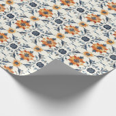 Italian Tile Gift Wrap, Terracotta Blue Pattern Geschenkpapier (Ecke)
