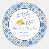 Italian Tiles La Dolce Vita Destination Wedding Runder Aufkleber (Vorderseite)