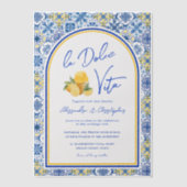 Italian Tiles La Dolce Vita Wedding Pergament Einladungen (Vorderseite)