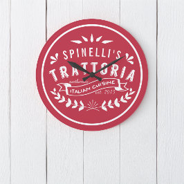 Italian Trattoria Your Name Restaurant Logo Große Wanduhr