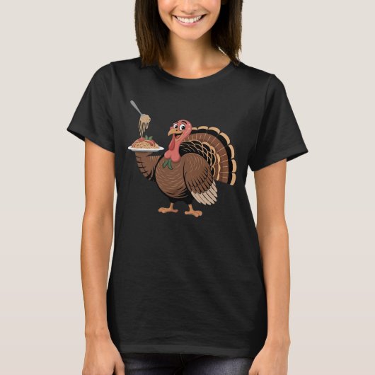 Italian Turkey Serving Spaghetti Funny Foodie T-Shirt (Vorderseite)