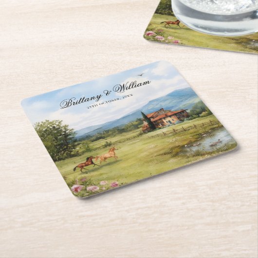 Italian Tuscan Countryside Wedding  Rechteckiger Pappuntersetzer (angewinkelt)