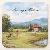 Italian Tuscan Countryside Wedding  Rechteckiger Pappuntersetzer (Vorderseite)