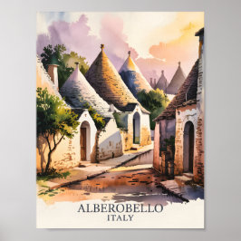 Italian Village Trulli Vintage Alberobello Puglia Poster