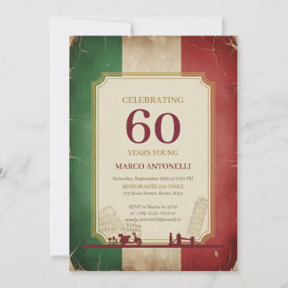 Italian Vintage 60th Birthday Invitation Einladung