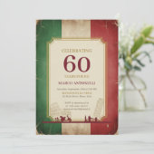 Italian Vintage 60th Birthday Invitation Einladung (Stehend Vorderseite)