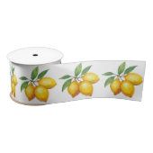 Italian Watercolor Lemons on White Satinband (Spule)