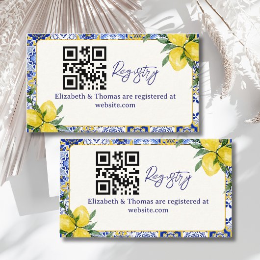 Italian watercolor tiles with lemon Bridal Shower Begleitkarte