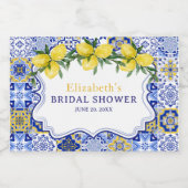 Italian watercolor tiles with lemon, Bridal Shower Schaumweinetikett (Einzelnes Label)