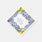 Italian watercolor tiles with lemon Bridal Shower Serviette (Ecke)