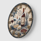Italian Wine & Cheese Kitchen Decor Große Wanduhr (Winkel)