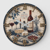 Italian Wine & Cheese Kitchen Decor Große Wanduhr (Vorderseite)