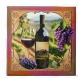 Italian Wine Themed Tuscan Ceramic Tile Fliese (Vorderseite)