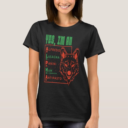 Italian Wolf Alpha  Pasta  Animal Pup T-Shirt (Vorderseite)