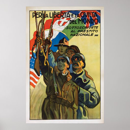 Italian WWII Propaganda Poster Allied Support Art (Vorne)