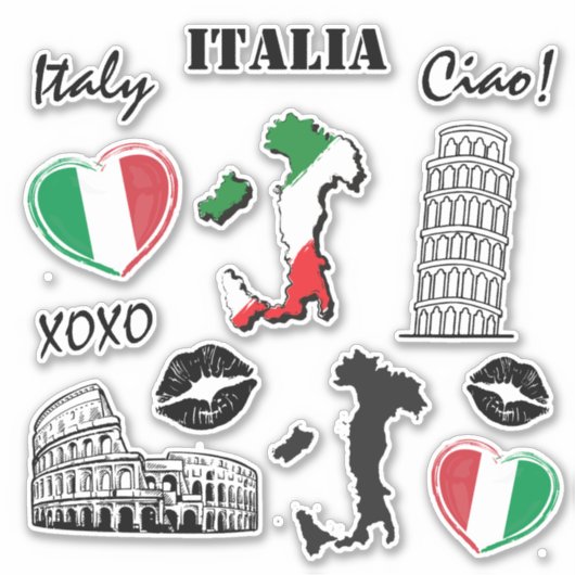 Italien 12pc Variety Sticker Pack (Vorderseite)