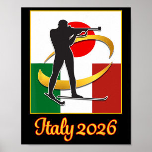 Italien 2026 Biathlon Japan Italien Flaggen 2026 W Poster