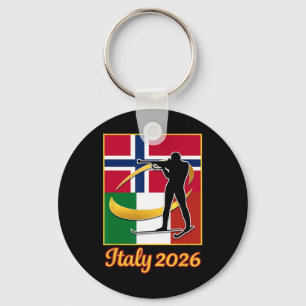Italien 2026 Biathlon Norwegen und Italien Flaggen Schlüsselanhänger
