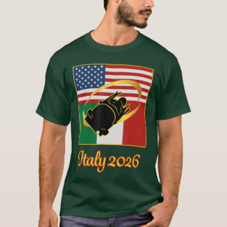 Italien 2026 Bobsport 2026 USA Italien Flaggen Win T-Shirt