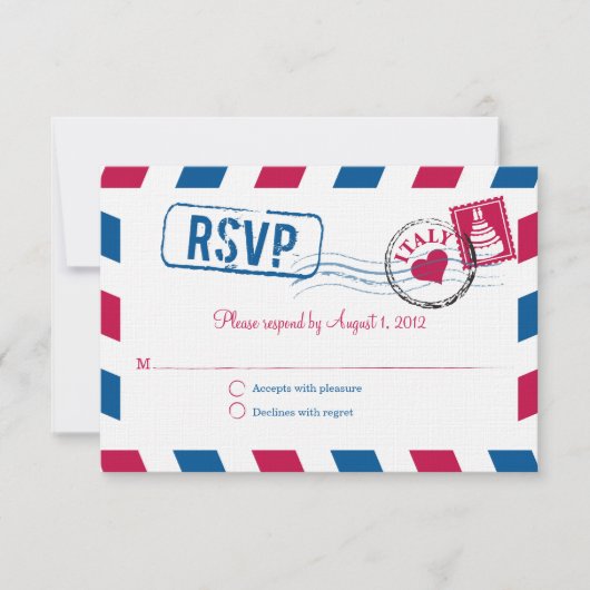 Italien Air Mail Wedding RSVP Karte (Vorderseite)