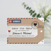 Italien Airmail Gepäckanhänger Save the Date mit K (Stehend Vorderseite)