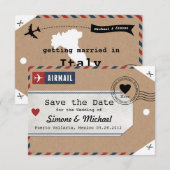 Italien Airmail Gepäckanhänger Save the Date mit K (Vorne/Hinten)